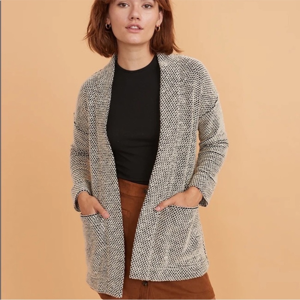 Marine Layer Birdseye cardigan / sweater blazer in black and cream, size medium